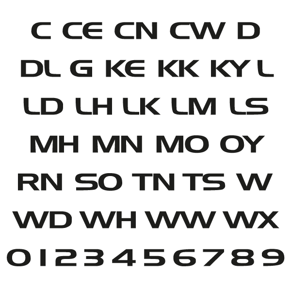 number plate fonts