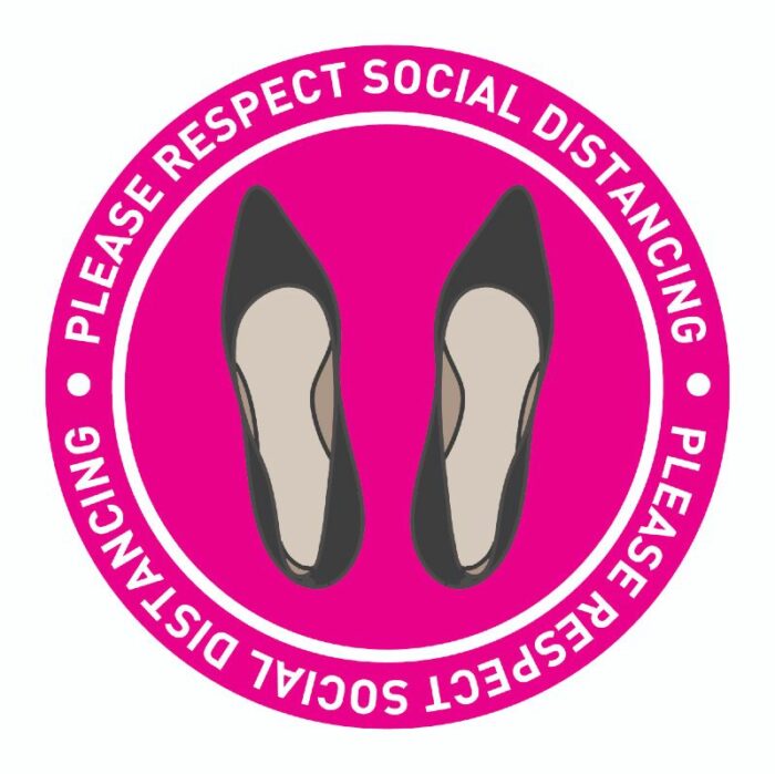 pink social distancing floor sticker